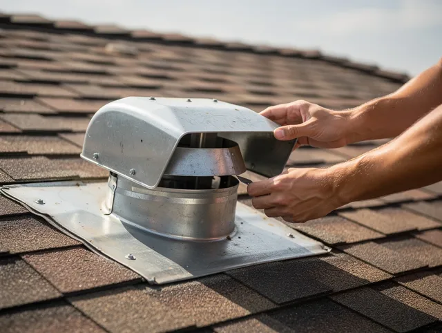 Tamarac Dryer Vent Cleaning certified technician safely cleaning a roof-mounted dryer vent in Tamarac