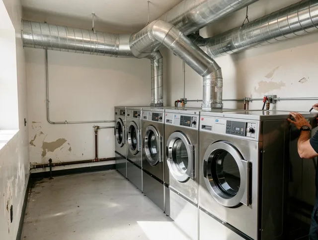 Tamarac Dryer Vent Cleaning team performing large-scale commercial dryer vent cleaning in Tamarac