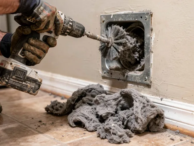 Certified Tamarac Dryer Vent Cleaning technician performing dryer vent cleaning in Tamarac